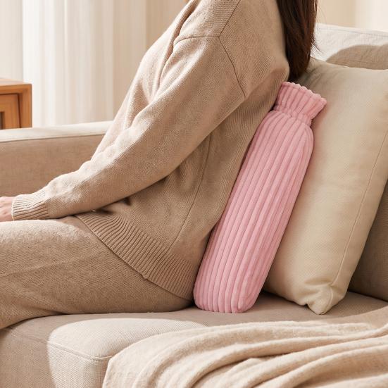 Long Hot Water Bottle 500/1000ML with Plush Cover, Leak-Proof Drurable Bag, Menstrual Cramp Pain Relief Warmer Bag Compress