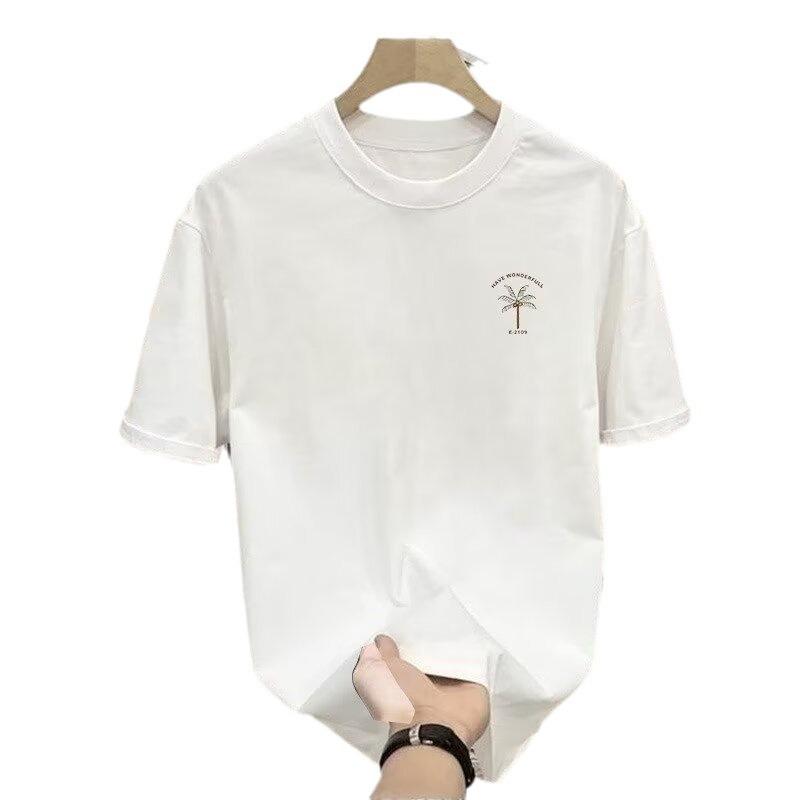 American Trendy Brand Pure Cotton Men'S Printed Short-Sleeved T-Shirt Trendy Men'S And Women'S Versatile Round Neck T-Shirt Men'S