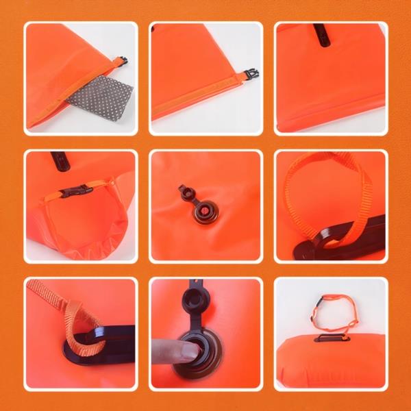 Safety Buoy for Swimming 2-in-1 Inflatable Rescue Buoy Dry Pocket