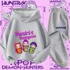New K-pop Demon Hunter 3 - 12-year-old Girls' Sportswear 2-piece Cute Casual Top Children's Hooded Shirt Set with Cartoon Print