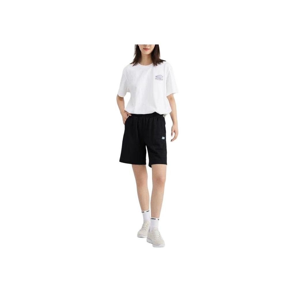 Skechers Solid Color Breathable Comfortable Sports Shorts Women shorts Carbon-Black L223W136-0018