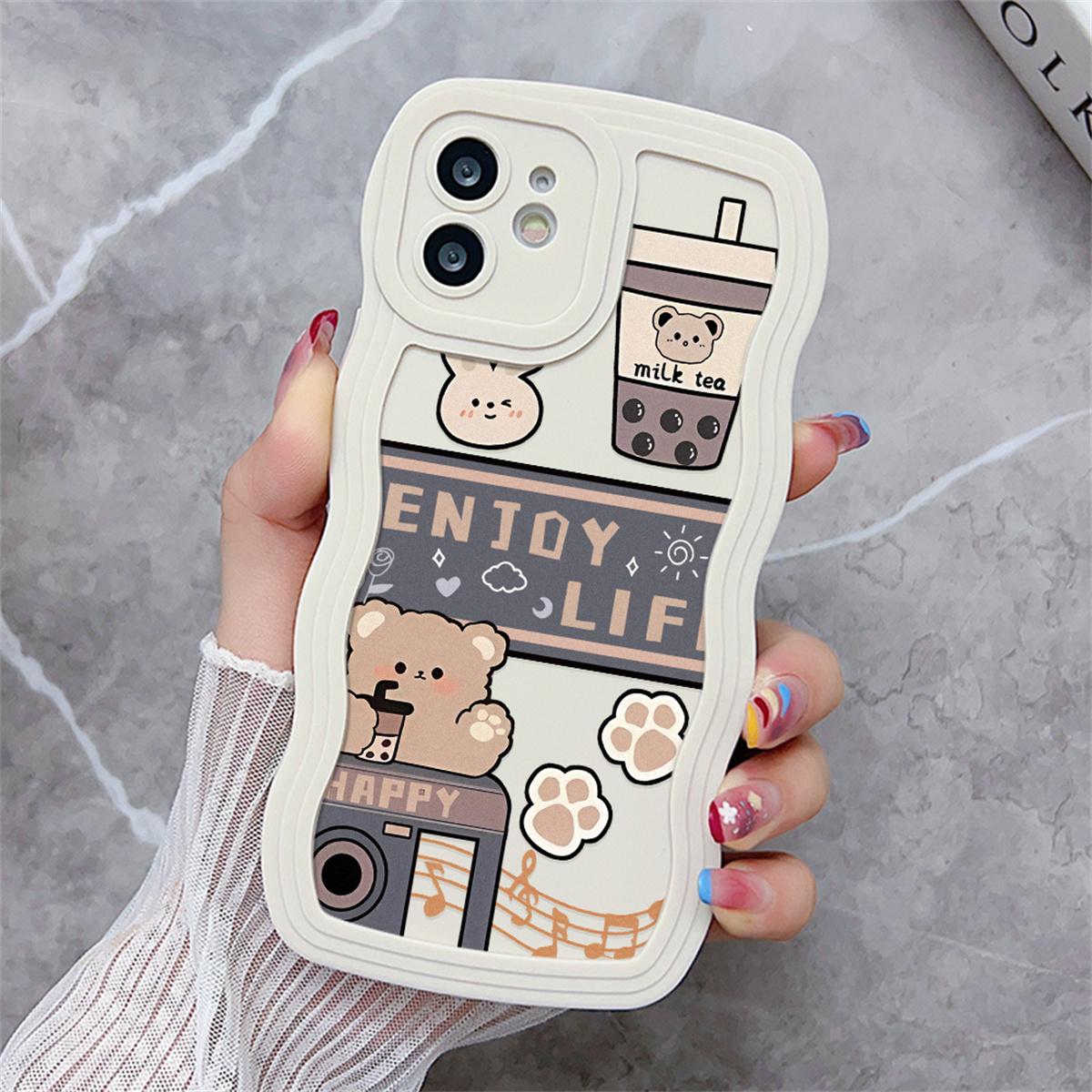 

Чехлы для мобильных телефонов iPhone 11 13 XR 15 Pro Max 12 14 Pro Max Чехол для iPhone 16 7 Plus 8 Plus XS Max Big Wave Solid Color Cartoon Anti-Drop Водонепроницаемый iPhone 16 Pro Max белый