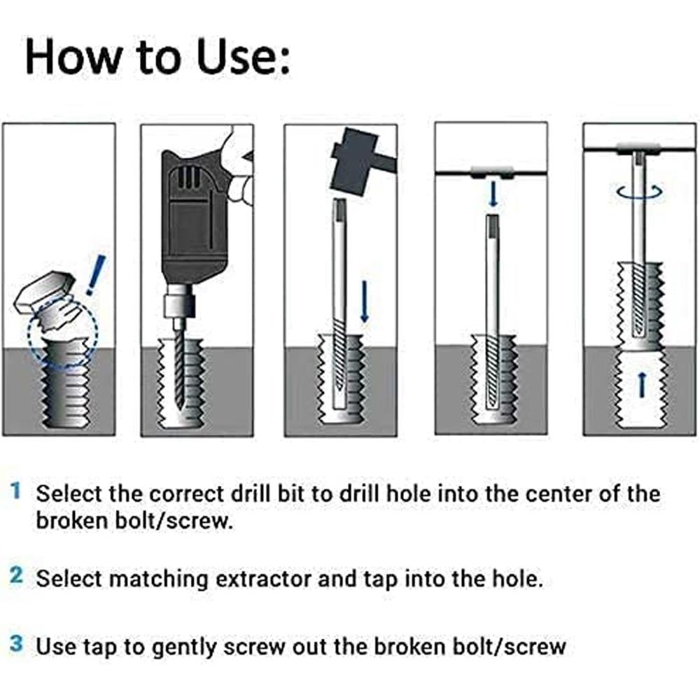 6 Pcs Steel Screw Remover Black Bolt Extractor Easy Screw Extractor Automotive