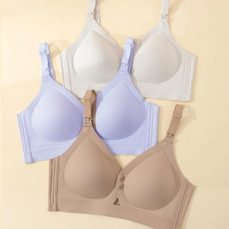 Seamless Maternity Bra with Double Front Clasp High Elasticity Push-up and Nursing Support