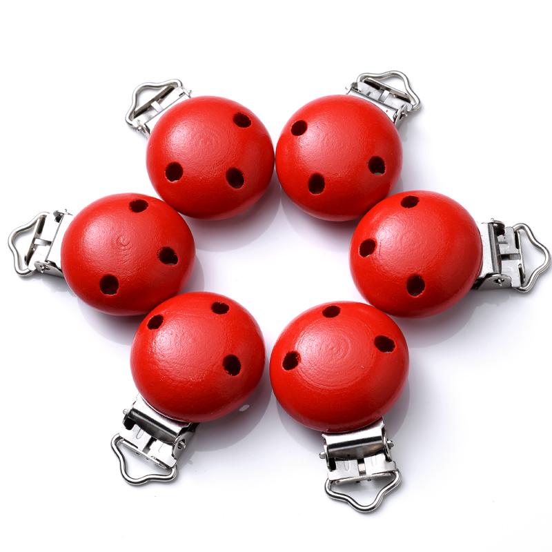 10Pcs 30mm Baby Wooden Pacifier Clips Round Wood Clip for Baby Pacifier Log Nipple Chain Holder Accessories BPA Free