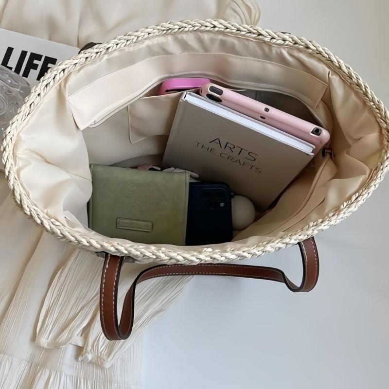 Large Capacity Straw Beach Tote Bag for Women - Summer Vacation Shoulder Bag for Beach & Commuting