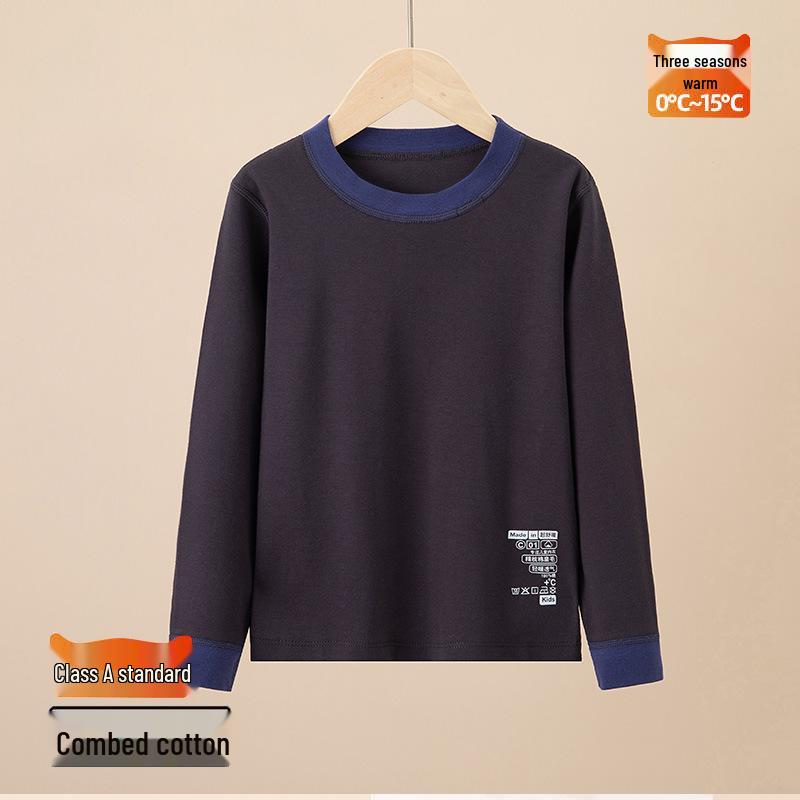 Kids' Warm Cotton Pajamas: Boys' and Girls' Long Sleeve Base Layer Shirts for Teens and Students