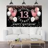 Rose gold girl's 13th birthday decoration, birthday party supporting photography background, 13th birthday party supplies