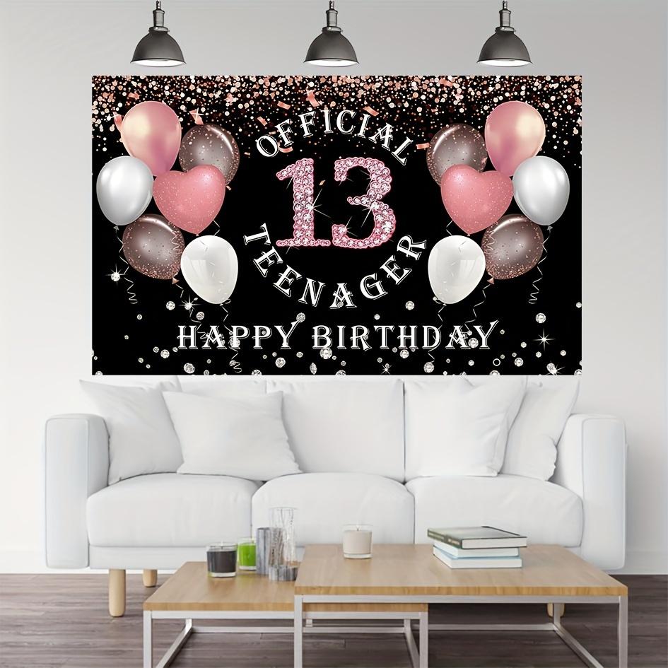Rose gold girl's 13th birthday decoration, birthday party supporting photography background, 13th birthday party supplies