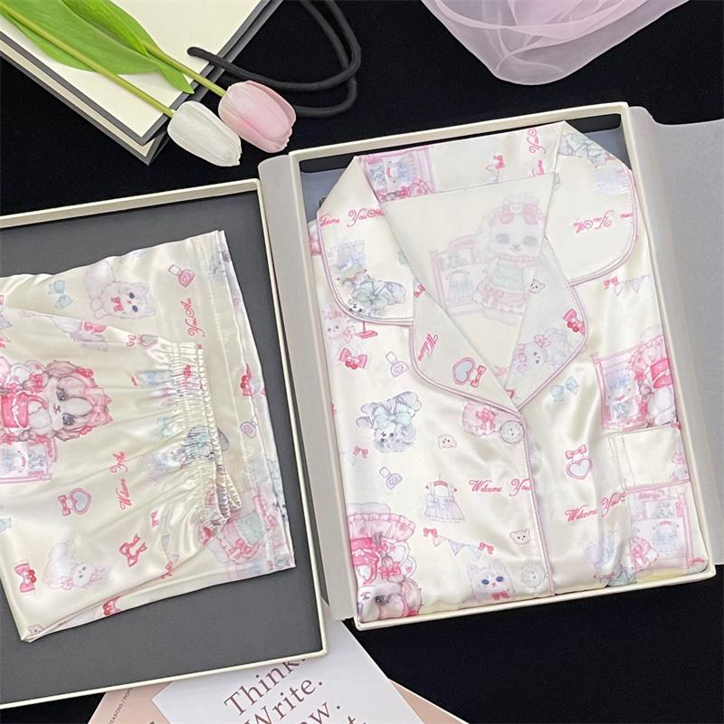 Pijamale de damă Pisicuță și Cățeluș Dulci Desen Animat Drăguț Harajuku Cămașă de Noapte Răcoroase de Vară Lounges