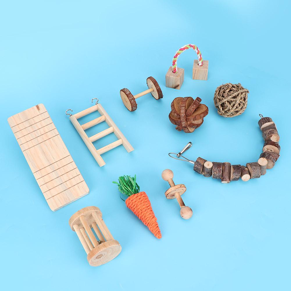Natural Wooden Hamster Chinchillas Chewing Biting Playing Teeth Care Toys Accessories10PCS