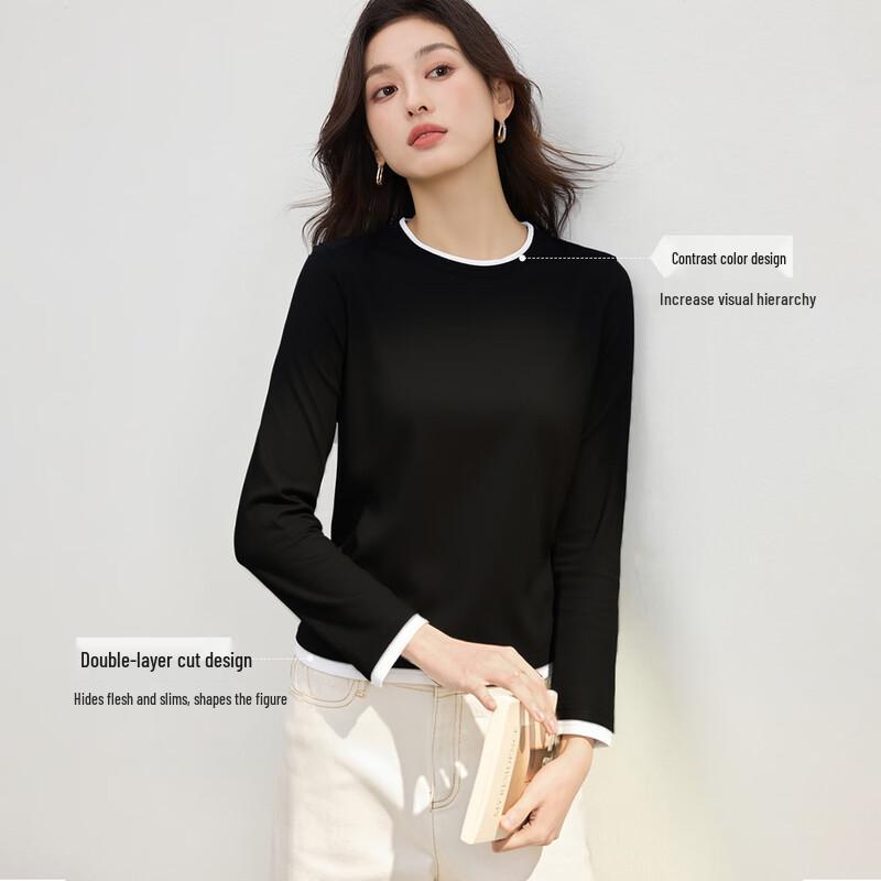 Handu Yishe Women's Faux Layered Round Neck Sweatshirt