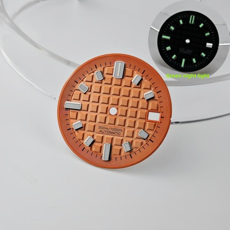 New 30mm No Logo Dial Fresh Small Square Green Lume Dial Compatible with Japanese NH34 NH35 NH36 Movement Watch Accessories