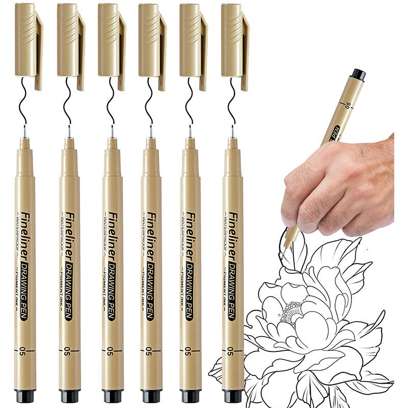 Black Fine-Liner Pen Set for Art, Hand-Painting, and Manga - Needle Tip for Detailed Line Work