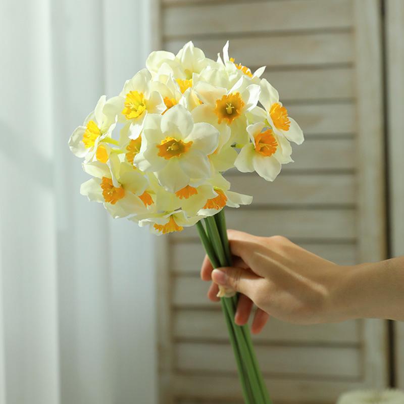 1/6pcs Artificial Narcissus Flower Simulated Fake Daffodil Bridal Bouquet for Wedding Home Garden Room Desktop Party Decoration
