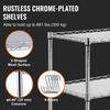 Kitchen Utility Cart, 3 Tiers, Wire Rolling Cart with 661LBS Capacity, Steel Service Cart on Wheels, Metal Storage Trolley with 80mm Basket Curved