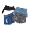 Neue Sommer Koreanischer Stil High-Waist Weitbein Denim Shorts - Damen Übergröße Zerrissen Schlankmachend A-Linie Hotpants