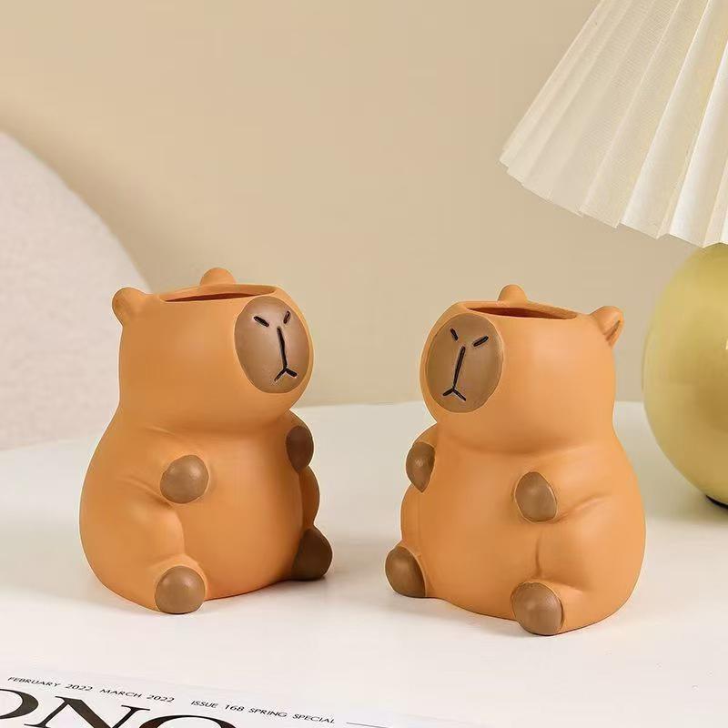 Cartoon Capybara Pen Holder Tabletop Storage Interesting Capybara Pencil Storage Box Multi-Functional Cosmetic Organizer