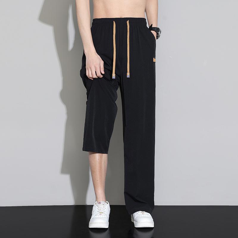 

Men s Gray Asymmetrical Hem Drawstring Pants - Oversized Breathable Streetwear Baggy Trousers M