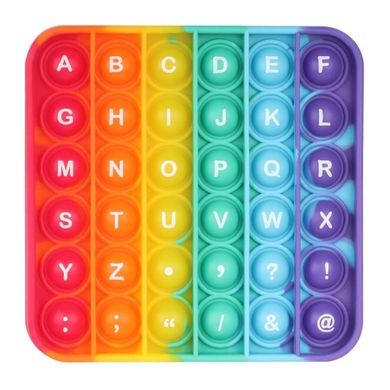 Rainbow Pop Push Bubble Fidget Toys Anti Stress Relief Special Needs Squeeze Toys Decompression Sensory Toy for Kids Adults