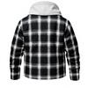 Men's Striped Plaid Casual Loose Button Lapel Long Sleeve Hooded Cardigan Shirt Jacket