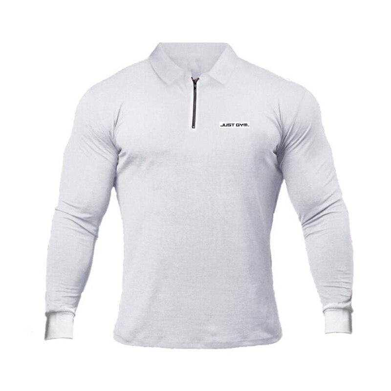 Muscleguys Einfarbiges Langarm-T-Shirt Herren Casual Frühling und Herbst Revers Poloshirt Lockeres Unterteil