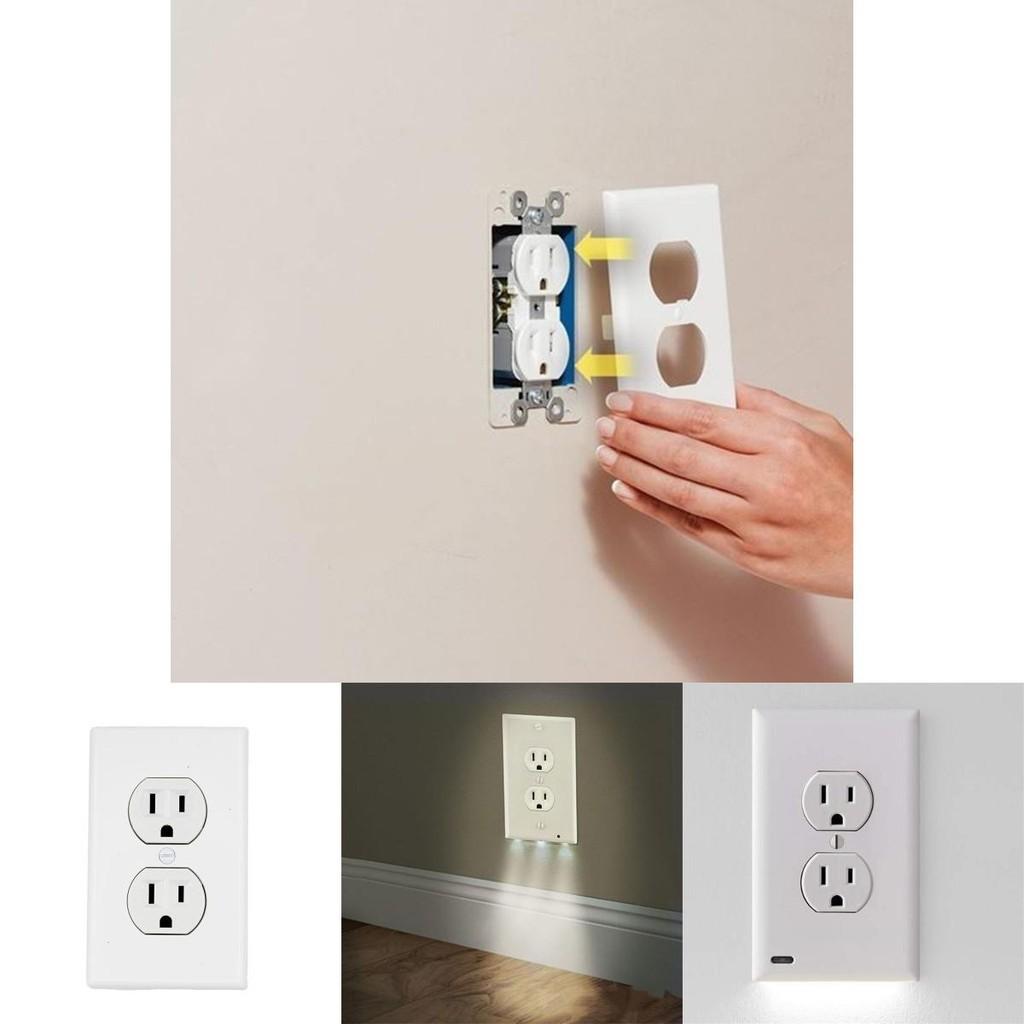 Versatile Wall Outlet Cover Socket Plate With Led Night Light Sensor For Safe Use