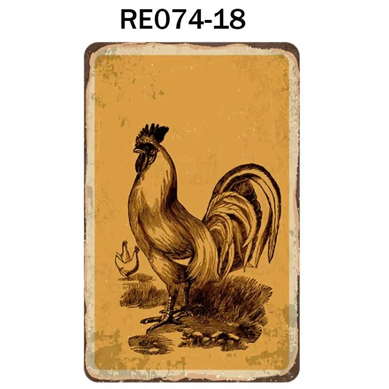 Happy-Hens Fresh Eggs Metal Tinplate Poster Chickens Farm Shop Poster Vintage Restaurant Wall Decor Retro Plaque Signs 20*30cm