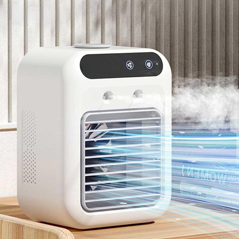 2 Gear Air Conditioner Small Fans Dormitory Room Humidifier Cooler Fan Portable USB Chargeable Desktop Spray Fans 16.4*21.4*11.4cm