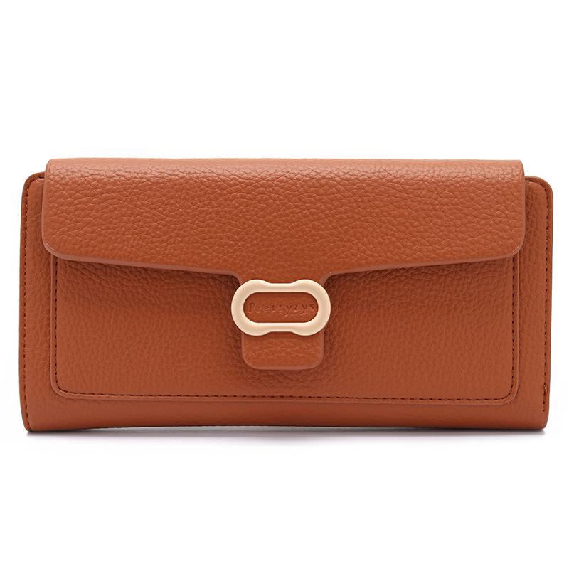 

Длинный женский кошелек оптом из искусственной кожи большой емкости женская сумка тёмно-рыжий