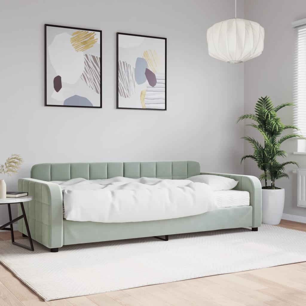 Vidaxl Sofa mit Schlaffunktion, Hellgrau, 90x200 cm, Samt