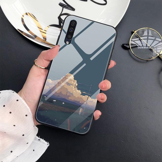 Natural Scenery Fundas Case pro Samsung Galaxy A71 A72 A70 A73 A53 A13 5g A03 A22 A21s A03 Core A42 A52 Luxusní skleněný kryt Coque