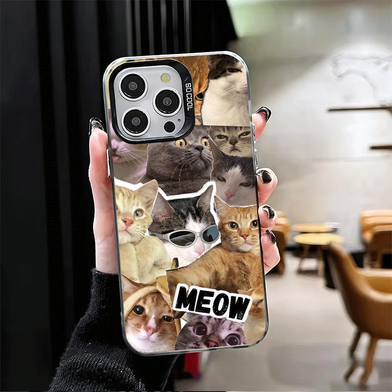 Crying Cats Combine Memes Soft Phone Case for iPhone 15 16 17 Pro Max 17Air 16E 14 Plus 13 12 Mini Shockproof Cover Back Shell