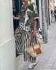Floral Print Short Sleeve Top and Striped Wide Leg Pants 2-Piece Set