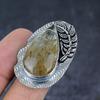 Golden Rutile Gemstone 925 Sterling Silver Jewelry Gift Ring Size 7.5 g2W30