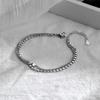 S925 Sterling Silver Double Layers Jednoduchý náramek pro ženy Temperament Elegantní Sweet Link Řetízkový náramek Šperky