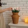 Gåva till blomsterflicka Flätad rottingvas, Korg i lantlig stil, Handflätad blomsterbehållare Bröllopsceremoni Tillbehör Matsalsbord Mittdekorationer Sovrum