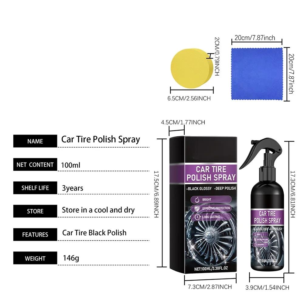 100ml Tire Coating Spray Gloss Wheel Restorer Agent Spray Polishing Brightener Auto Care Re-Black Tire Refurbishing Agent
