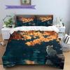Autumn Leaf Cat  Pattern Bedding Quilt Set Quilt Cover Pillowcase Home Decoration  Gift (1 * duvet cover + 2 * pillowcase, without core)