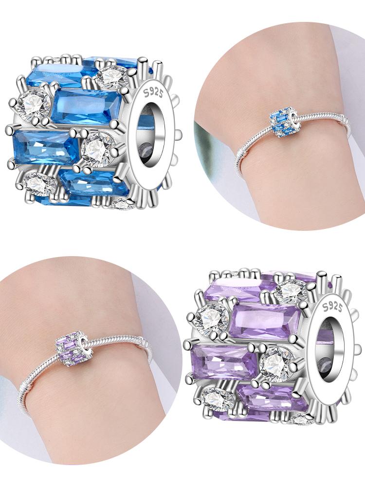 Charms Copper Original Blue Zircon White Purple Cross Zircon Beads Fit Bracelet Women Jewelry Diy Making Fine Gift