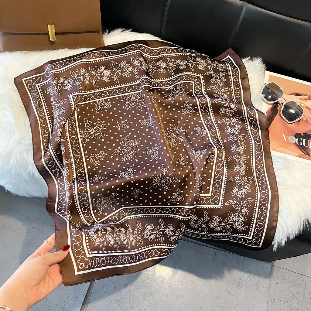 Women Luxury Print Silk Square Scarf Spring Neck Tie Shawl Hijab Wraps Female 70cm Hair Hand Wrist Headkercheif Bandana
