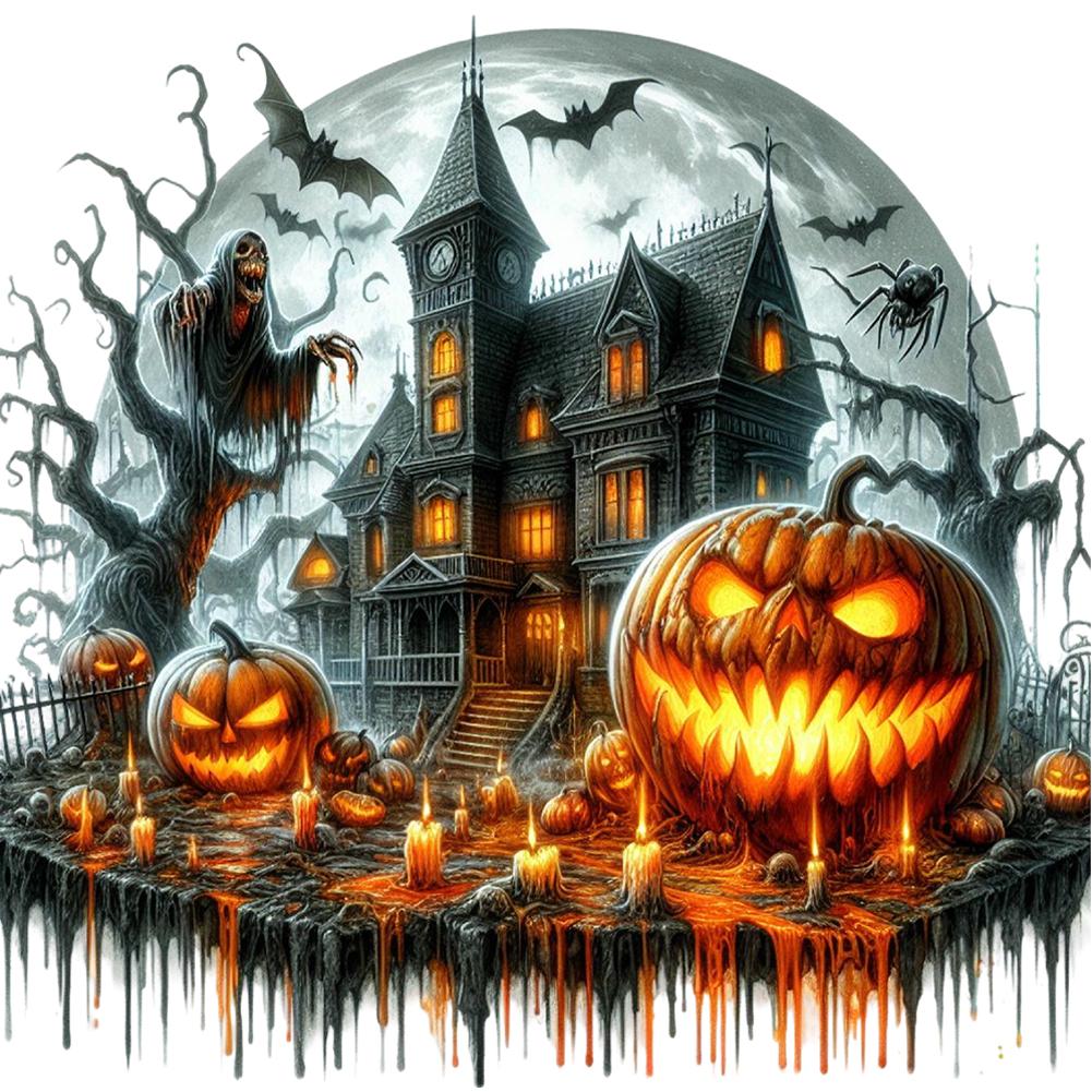 

5D-Diamantgemälde zum Selbermachen Runder Bohrer Halloween-Horrornächte Kunstdek A9523