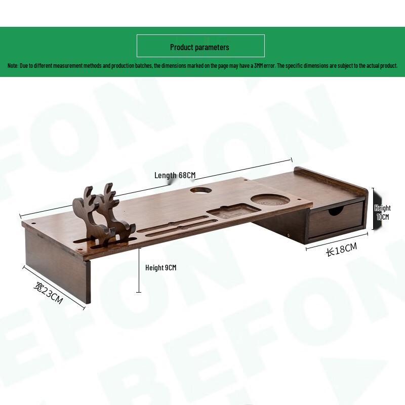 Walnut Monitor Riser with Single Drawer