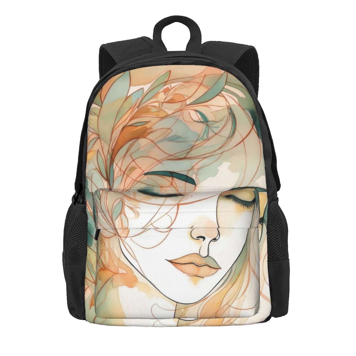 Sac à dos Visage de Dame Abstrait Sacs à dos Mode Pop Art Sacs Légers pour Garçons Lycée Sac à dos Personnalisé 36x32x10cm