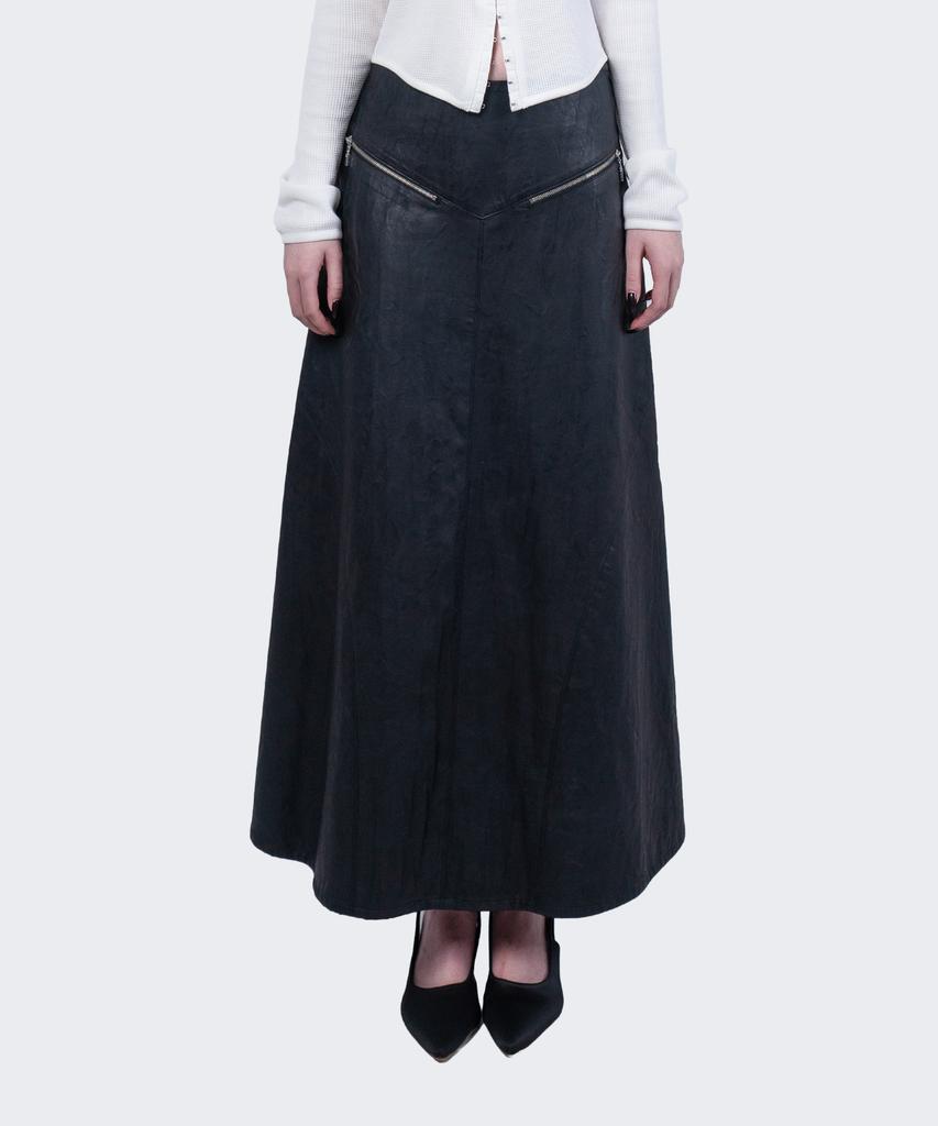 Nogtabeu Long Leather Skirt