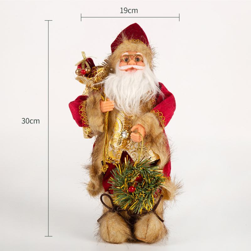 Christmas Decorations pink Santa Claus Dolls Standing Christmas Figurine Holiday Decoration Ornaments Layout Window Decoration