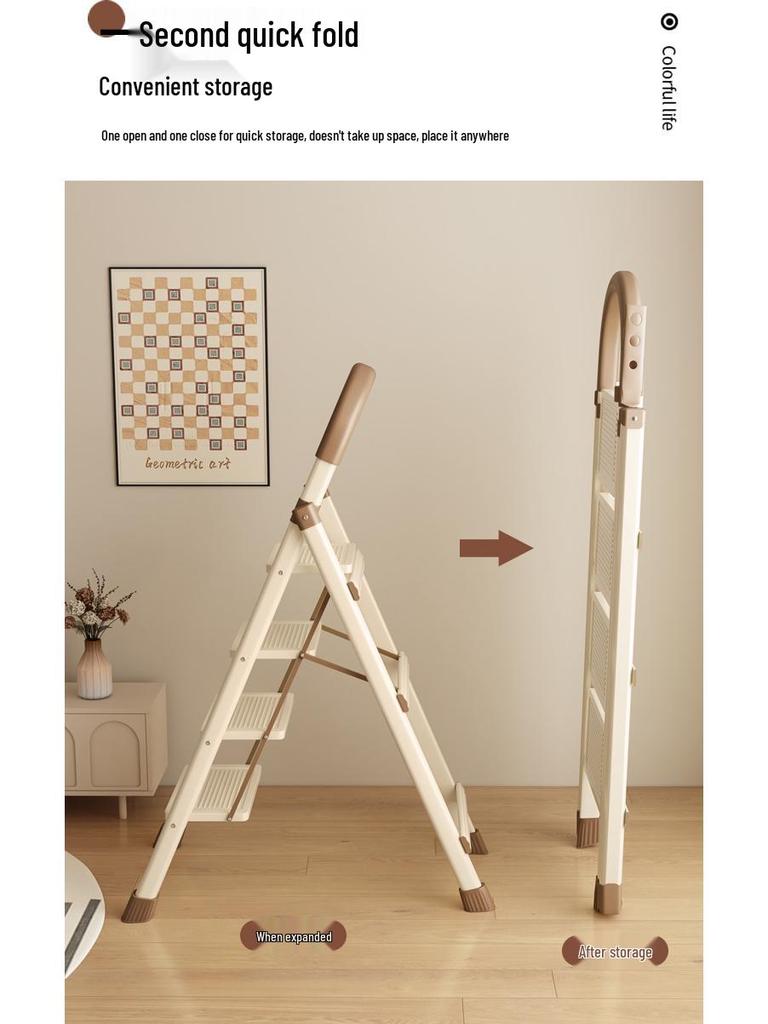 Portable Lightweight A-Frame Household Folding Ladder - Multifunctional & Compact Design