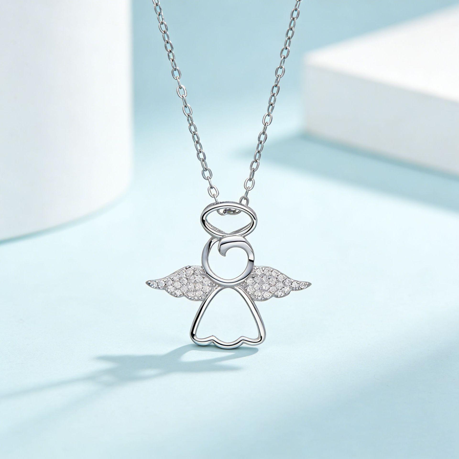 Elegant Angel Pendant Necklace for Women - S925 Sterling Silver Niche Design Clavicle Chain Pendant Only