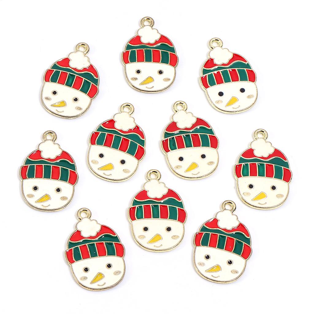 10-20pcs/lot Christmas Series Alloy Enamel Cute Pendant Santa Claus Elk Snowman Shape Charms For DIY Bracelet Necklace Accessory