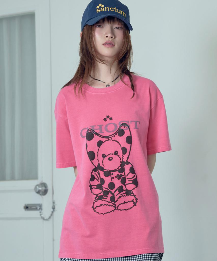 NICEGHOSTCLUB Devil Bear Doll Pigment Dyed Tee_Pink(Ng2Gmut509A)